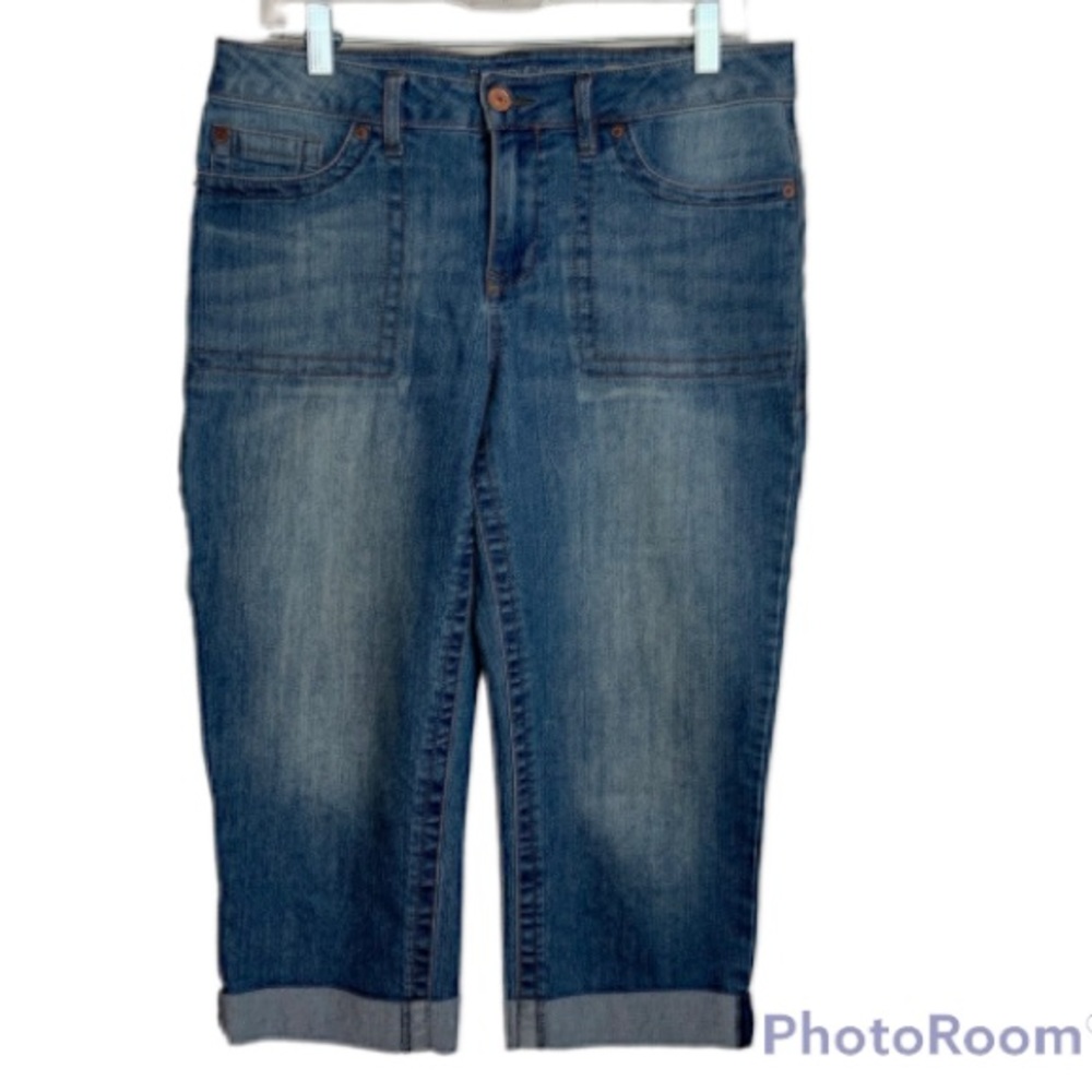 Faded Glory Women's Straight Leg Cuffed Capri Jeans Size 10